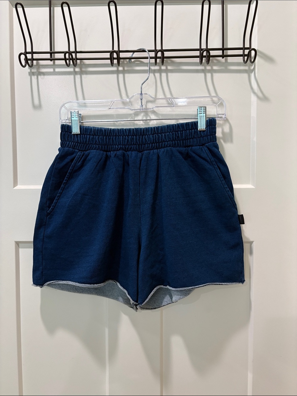 Fabletics Navy Elastic-Waist Athletic Shorts